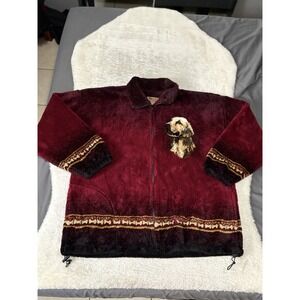 Vintage Bear Ridge 2XL Red Full Zip Fleece Jacket Golden Retriever USA Made‎